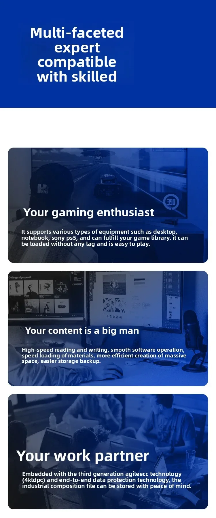 A4000 SSD PCIE4.0 1T kompatibler PS5 Desktop-Laptop M.2 Computer SSD