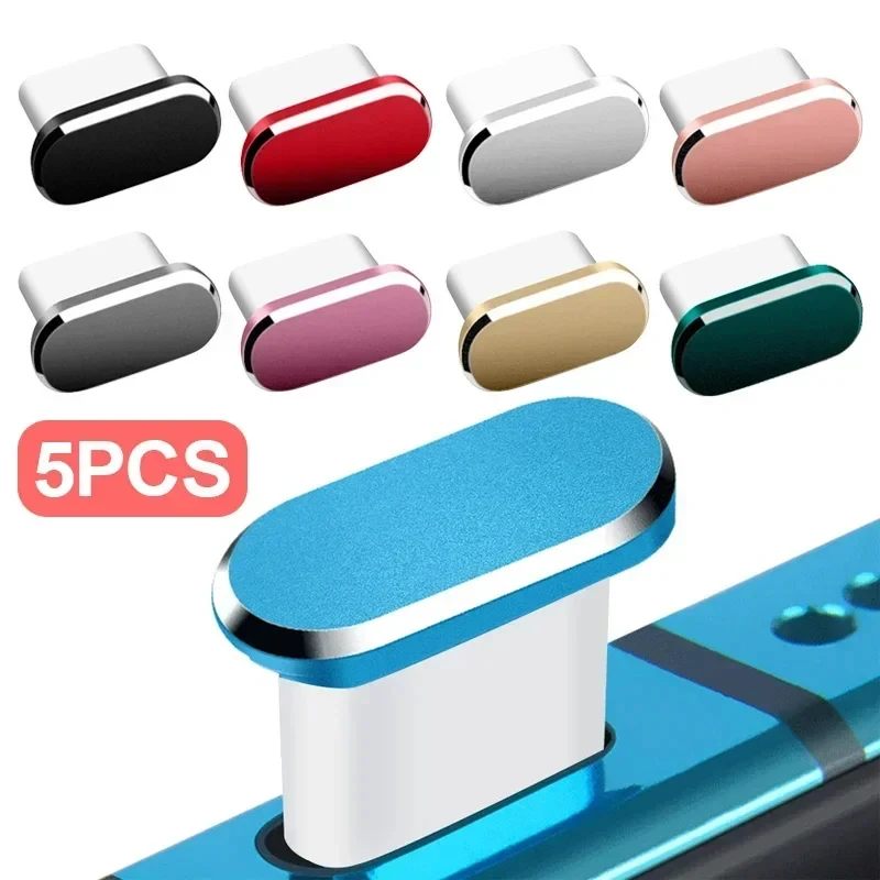 5/10Pcs Universal Metal USB C Dust Plug Anti Dust Charging Port Protector Stopper Cover for Samsung Xiaomi Huawei Smartphones