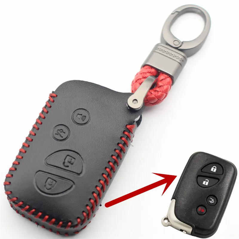 FLYBETTER Genuine Leather Keychain 4Button Smart Key Case Cover For Lexus LX470/GS450h/IS350/SC430/LS460/ES350 Car Styling L248