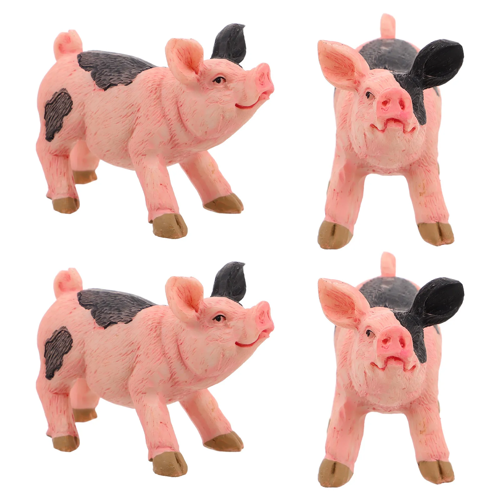 

4Pcs Miniature Pig Resin Ornaments Realistic Cute Farm Animal Decor for Dollhouse Fairy Garden Desktop Decoration
