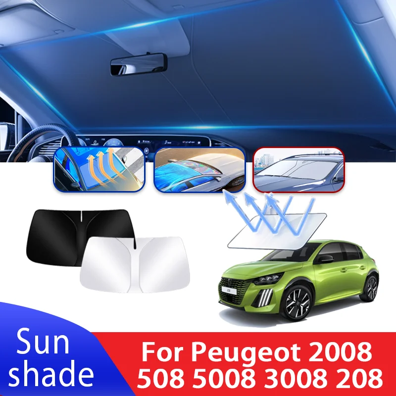 Protetor Solar Automotivo para Para-brisa Dianteiro Peugeot 2008 508 5008 3008 208 (2008~2005) - Acessório de Verão com Isolamento Térmico