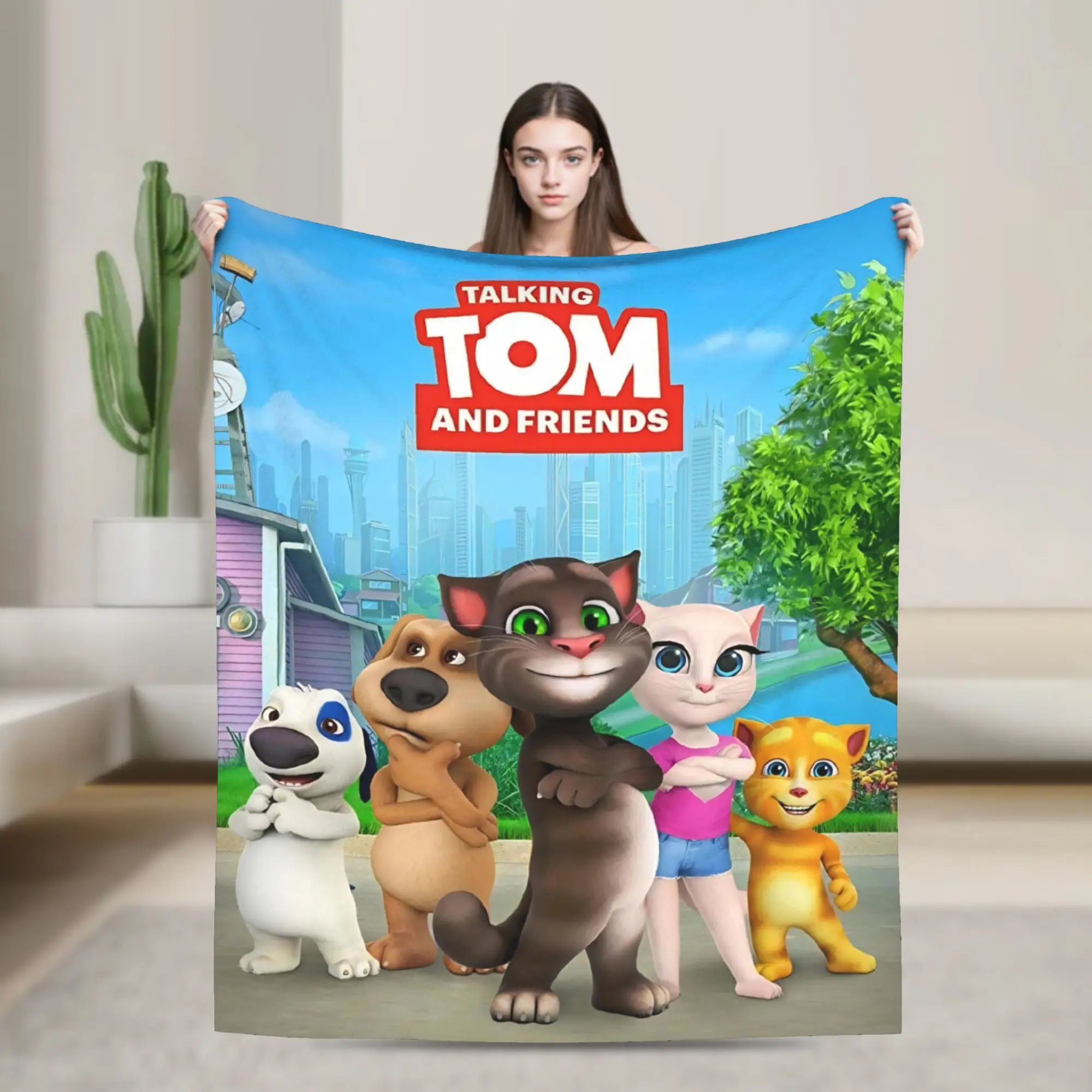 Super Soft T-Talking T-Tom And F-Friends Throw Blanket Premium Flannel Fleece Lightweight Bed Blanket Cozy Plush Blankets