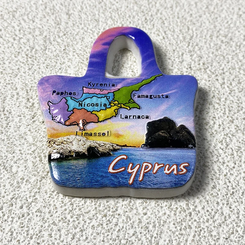 cyprus Handbag Landmark City Architecture Tourist Souvenir Fridge Magnets