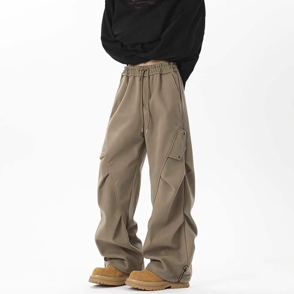 Calças de trabalho para homens no outono inverno marca de moda solta americana casual moletom martin botas com