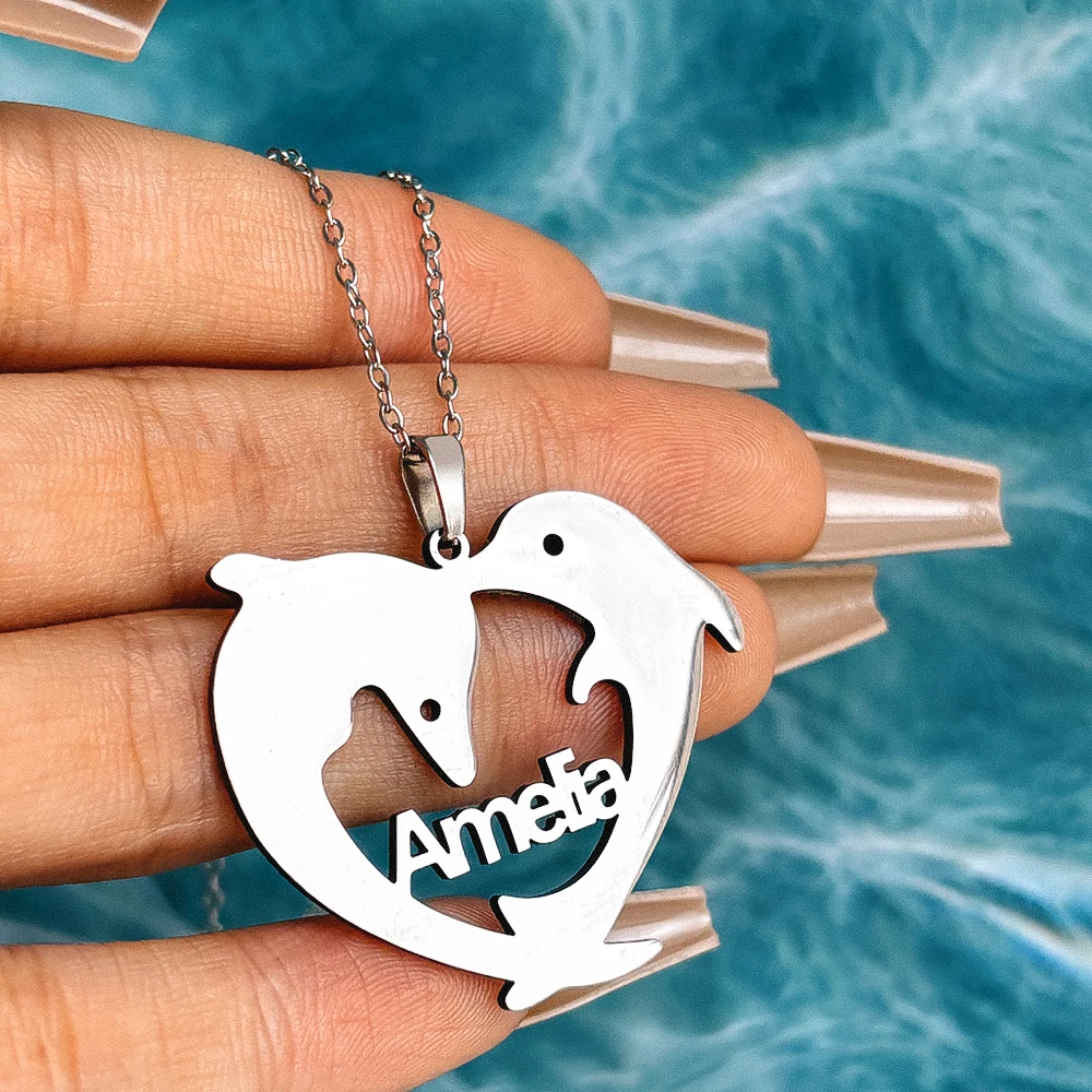 

Personalized Name Necklace Stainless Steel Dolphin Pendant Women's Personalized Fashion Jewelry Valentine's Day Gift