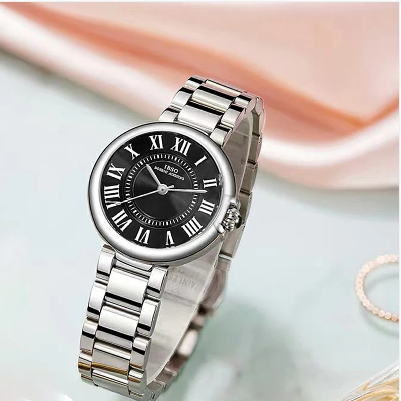 Original Women Designer Watches Silver Stainless Steel Waterproof Hand Watch Female Gifts Luxury Brand Trendy Ladies Watch Black