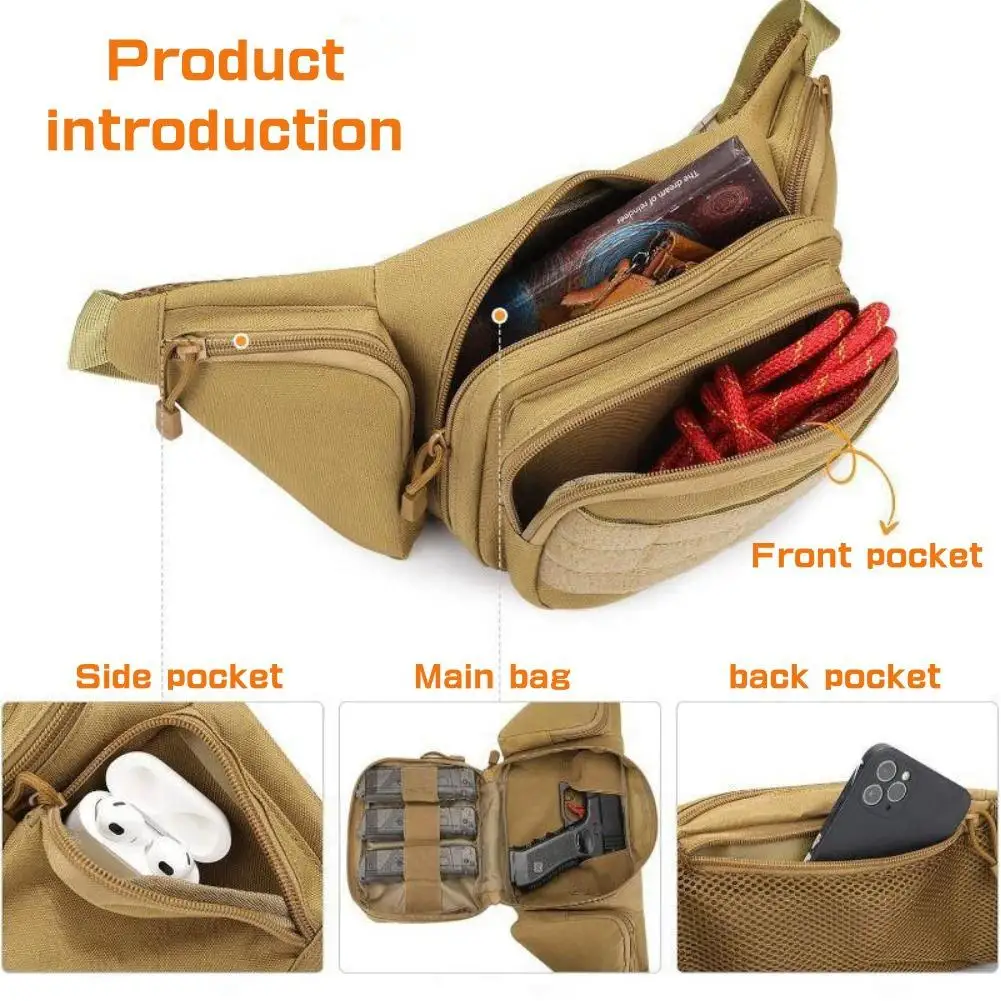 Men Waist Fanny Pack Belt Bag Tactical Military Motorcycle Rider Sports Climb Camping Nylon Male Tool Sling Chest Hip Bum Bag