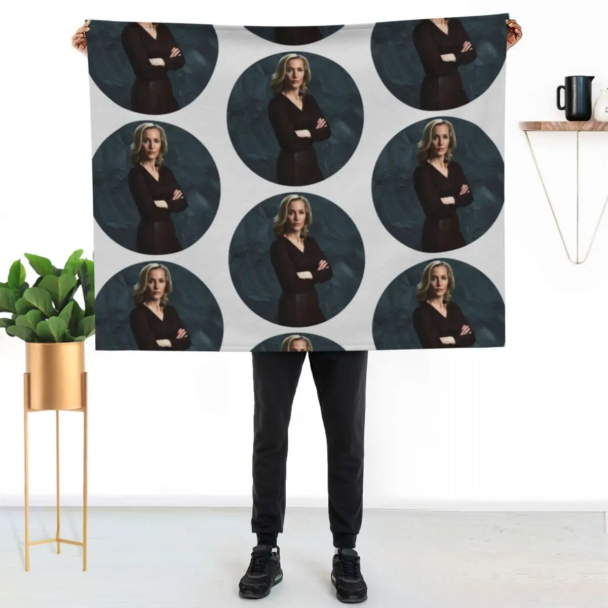 Stella Gibson The Fall Gillian Anderson Oil Paint Design Throw Blanket Custom Retros Decoratives Bed funny gift Loose Blankets