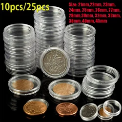 10pcs 25pcs  21mm-38mm Round Coinning Holder Display Capsules Box Storage Clear Display Cases Coinning Holders