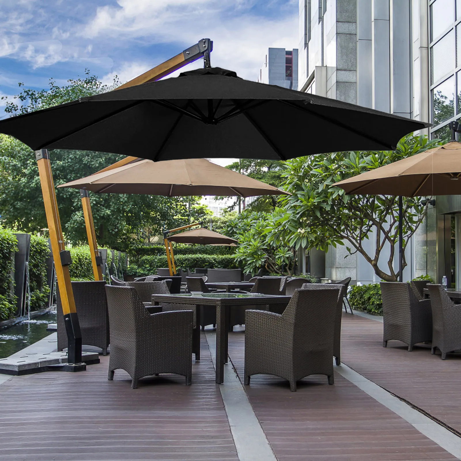 

Umbrella Canopy for Hot Summer Days Outdoor Patio Component Replaceable Replacement Polyester Cover