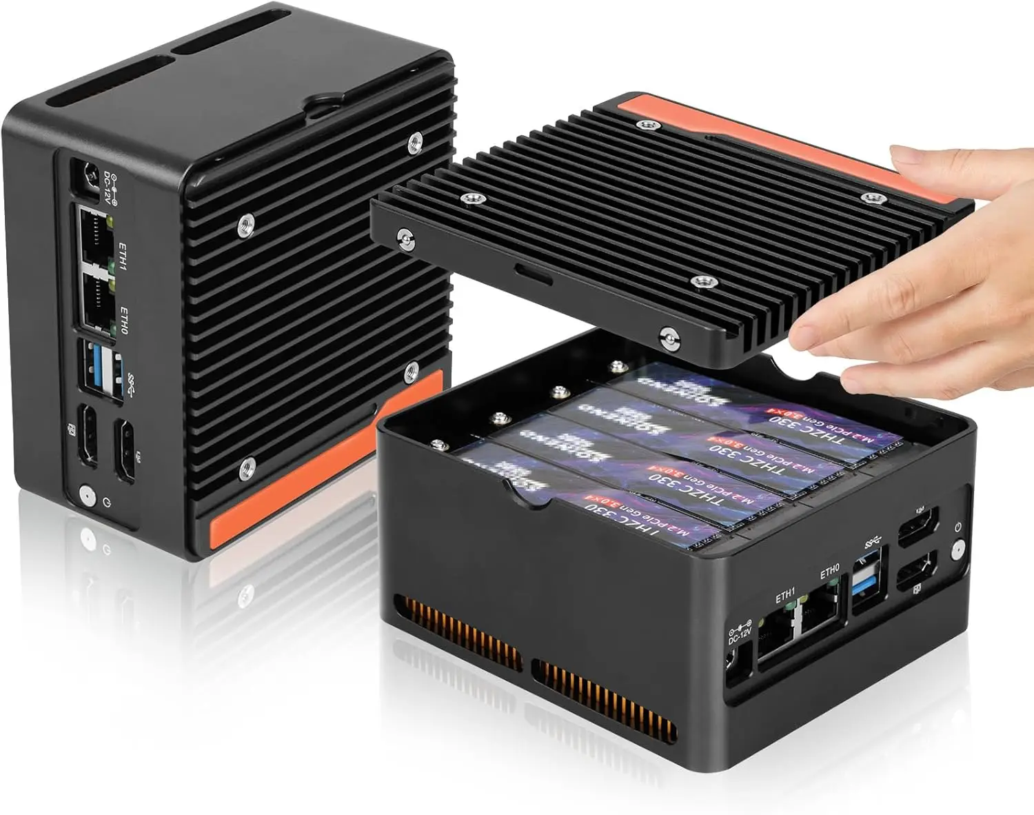 NAS tascabile a 4 alloggiamenti con 4 slot NVMe Core 3 N355 Mini PC di archiviazione Intel N150 con 2 x i226V 2,5 GbE LAN, server NAS per micro computer