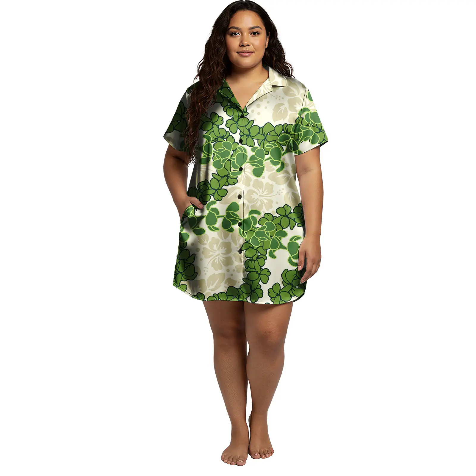 فستان نسائي أسود غير رسمي مريح للتجمع العائلي ملابس جزيرة ساموا قميص متوسط مقاس كبير فستان Pua Kenikeni #4