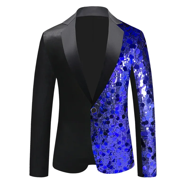 2024 New Men Luxury Sequin Suit Jacket Fashion Singer Bar KTV Stage Performance Trend Dress Blazers Single Button Coats