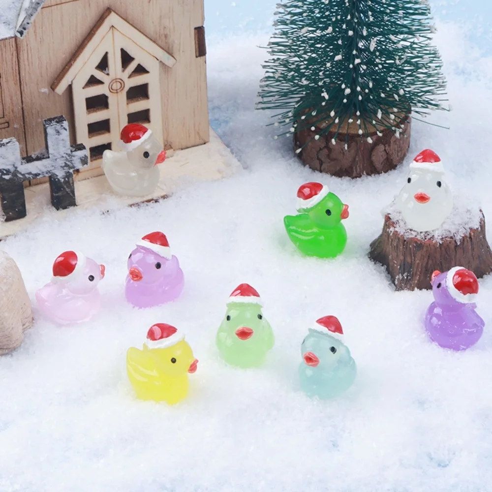 10/60 Stück Leuchtende Weihnachts-Miniatur-Enten mit Weihnachtsmannmützen, Aquarium-Deko, DIY-Bastelset für Weihnachtsfeiern und Partys – Detail 9