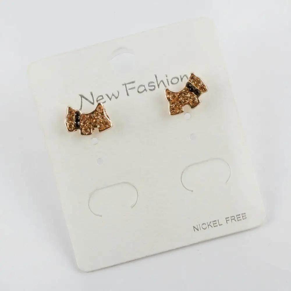 Dog Figures Tiny Cubic Zirconia Earrings