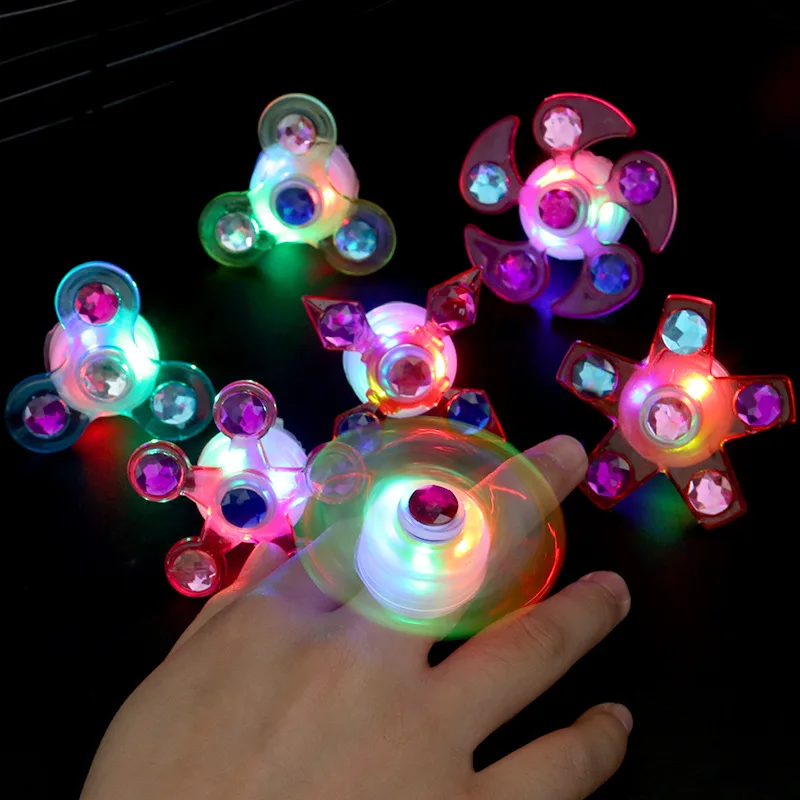 1PC Luminous Fingertip Spinner Toy Kids Fun Rotating Led Flash Glow Ring Party Glow-in-the-Dark Prop Finger Stress Relief Toys