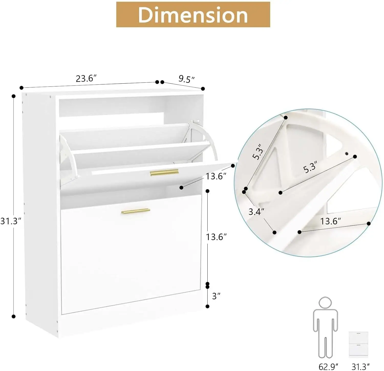 

Lynsom Shoe Cabinet, Free Standing Tipping Bucket Shoe Rack Organizer With 2 Flip Drawers, Modern Entryway Shoe Storage With