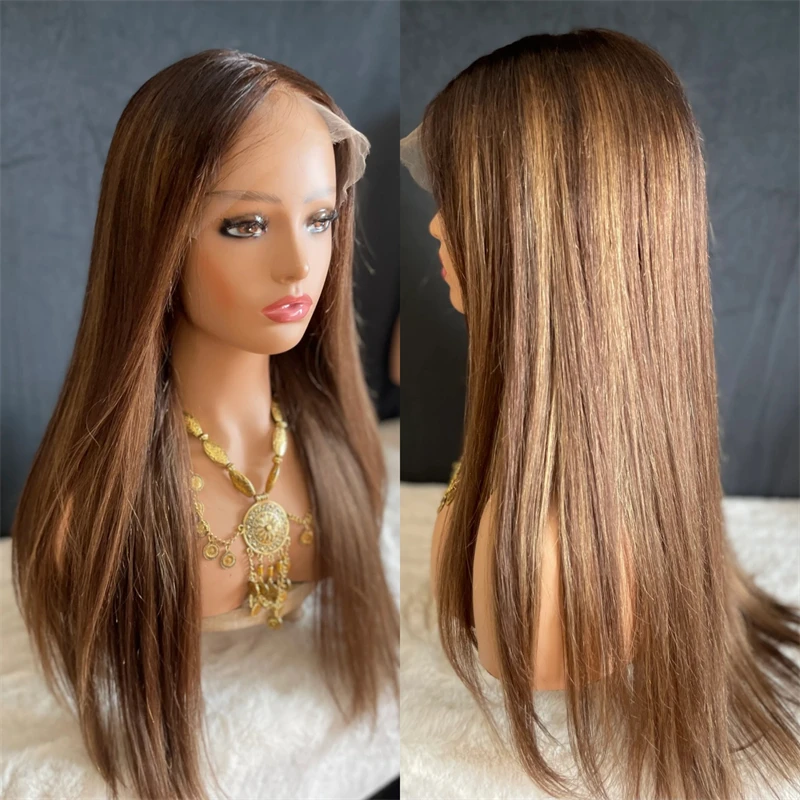 

Синтетический парик без клея, омбре коричневый с блонд-оттенками, с кружевной передней частью, для женщин, высококачественный, безклеевой.