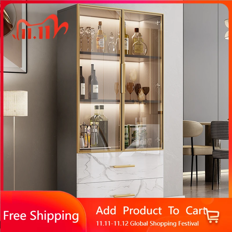 

Designer Shelves Bar Cabinet Living Room Storage Mobile Wine Cabinet Nordic Multifunctional Glass Repisa Drinking Bar Furniture