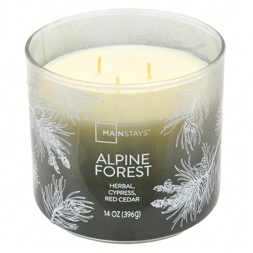 3-Wick Ombre Wrapped Alpine Forest Scented Candle 14 oz Long-Lasting Aromatherapy Candle for Home Decor Relaxation Meditation Gifts Holiday Winter Pine Scented Candles with Natural Fragrance