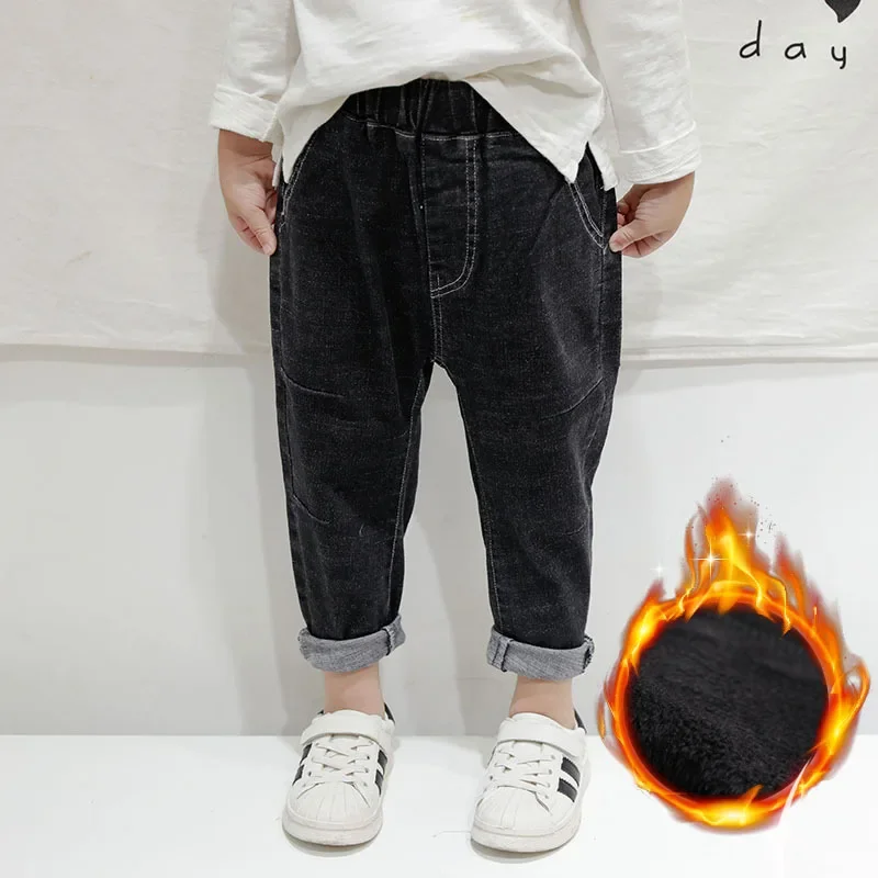 

Winter Warm Boy Pants For 2-6 Yeas Baby Toddler Casual Jeans With Velvet Lining Enfant Garcon Kids Children Trousers