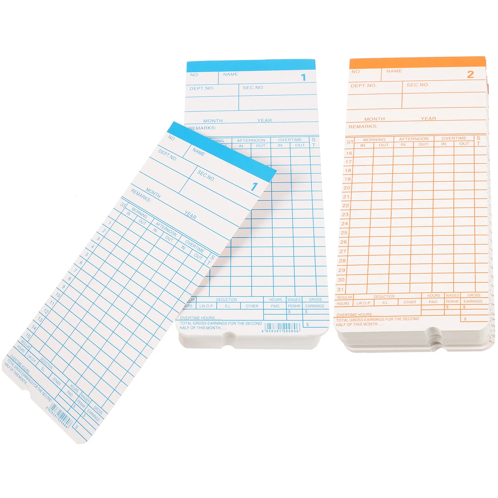 1Set Double-Sided Cards High-Quality Attendance Paper Sheets for Office Use Employee Shift Recording Long-Lasting