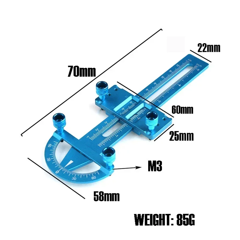 3-in-1 hoogtemeter liniaal aluminium metalen onderdelen wiel RC wegauto opzetten gereedschap chassis camber rit dip hoek ophanging eenvoudig speelgoed