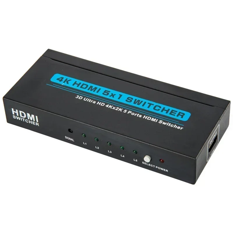 

4K 5x1 HDMI Switcher 3D 1080p 5 in 1 Out HDMI Switch Audio Video Converter for PS4 DVD Camera Laptop PC To TV Monitor Projector