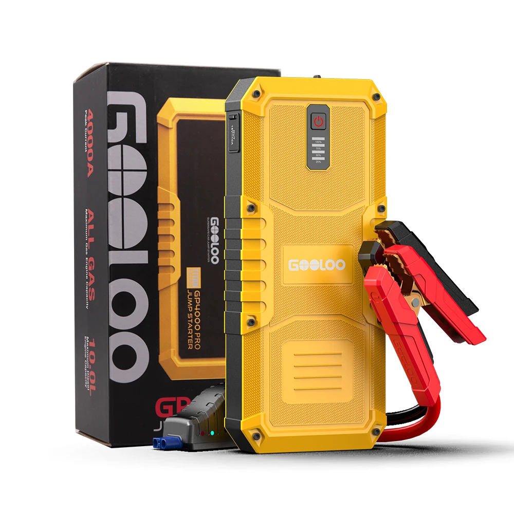GOOLOO 20000mAh Auto-Starthilfe-Powerbank 4000A 12V Auto-Startgerät für Benzin- und Diesel-Fahrzeuge Batterieladegerät Auto-Booster
