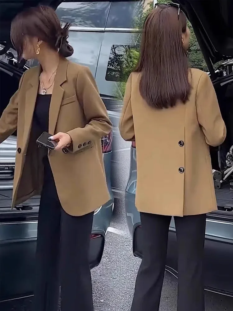 

Новый женский деловой пиджак Briti Sle в корейском стиле, приталенный, с разрезом, весна-осень, малый размер