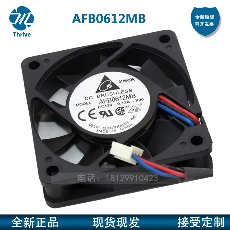 for Delta AFB0612MB 60mm 12V 0.12A 2Pin Cooling Fan Quiet Airflow for PC Case CPU Heatsink Replacement Small Size Efficient