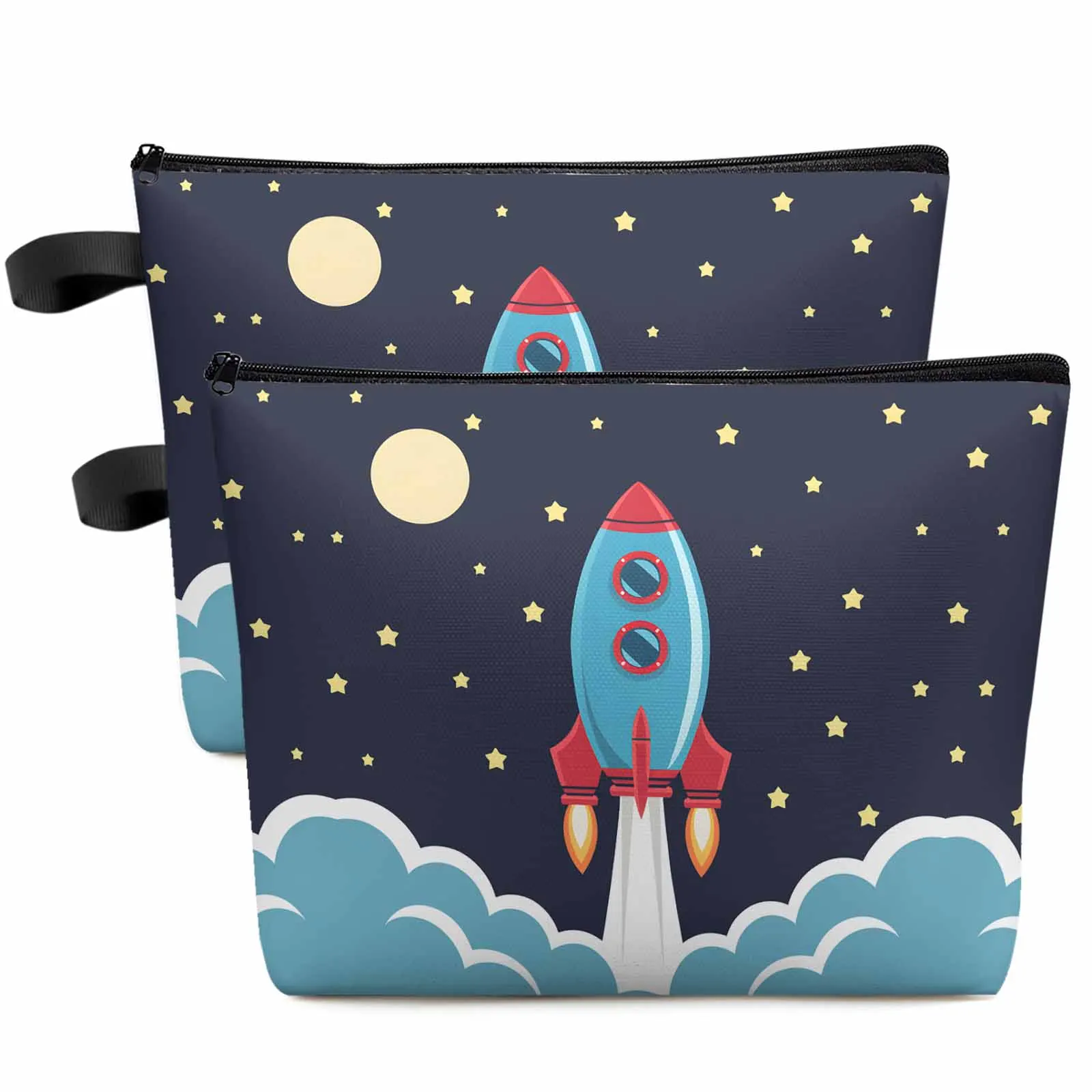 

Cartoon Rocket Stars Moon Makeup Bag Pouch Travel Essentials Lady Women Cosmetic Bags Toilet Organizer Storage Pencil Case
