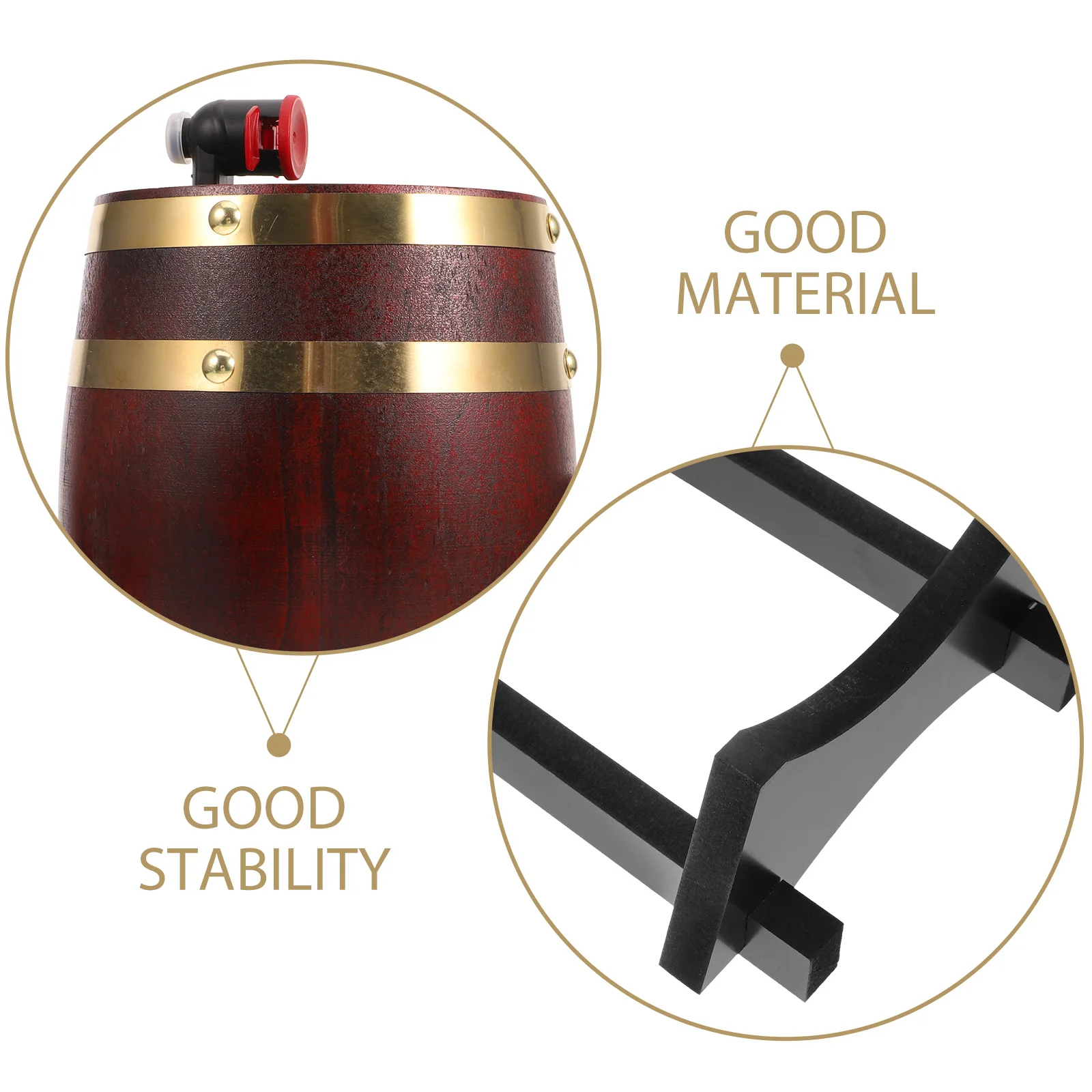 

Wooden Barrel 1L Red Holder Sturdy Oak Barrel for Bars Exhibitions Beverage Dispenser Beer Whiskey Storage Container