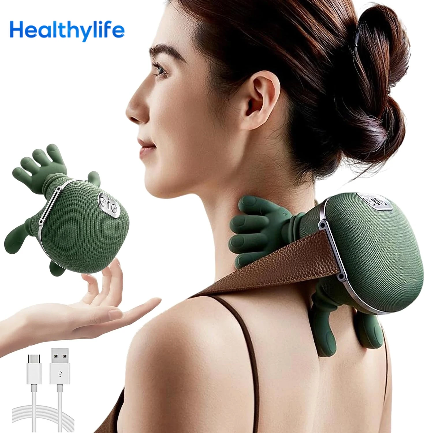 

Массажеры для спины с подогревом, электрическая массажная подушка для разминания мышц, бионический массажер для шеи, плеч, шеи, талии, ног, тела, 3-уровневые режимы