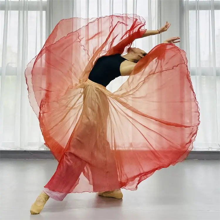 1 Layer Women Ballet Skirts Chiffon Ballet Dress Tulle Skirt Dance Costumes Adult Training Dress 360 Degree Dance Practice dress