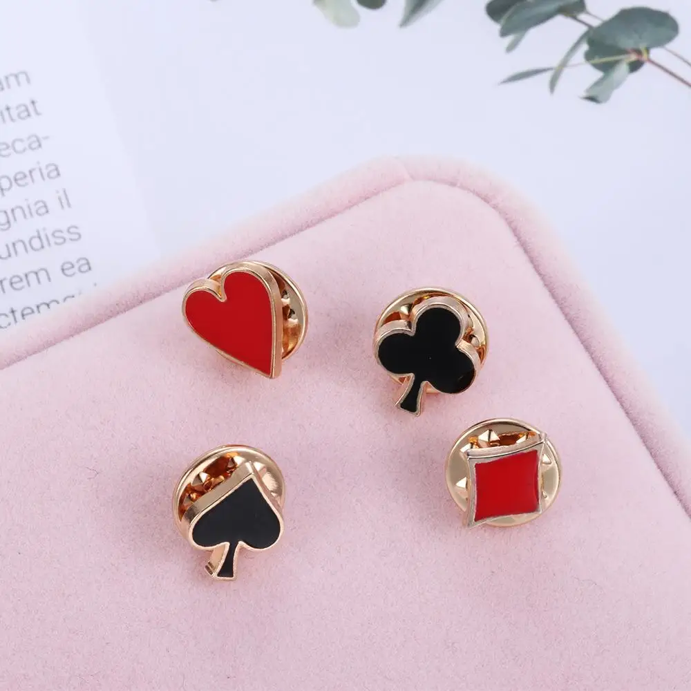 

4Pcs/set Club Poker Shaped Alloy Badges Collar Pins Brooches Boutonniere
