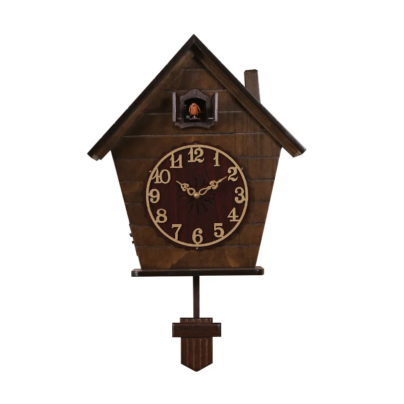 

Vintage Large Wall Clock Wood 3d Living Room Cuckoo Clock Pendulum Bird Silent Timer Home Bedroom Kids Room Reloj Decor SC318