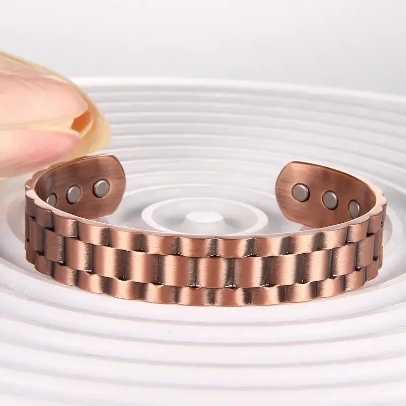 

Pure Copper Adjustable Copper Bracelet Magnetic Cuff Bangle for Men with 6pcs 3500 Gauss Magnets Jewelry Gift