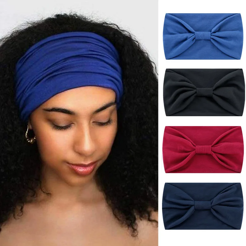 Solid Wide Headband Women Hair Accessories Bowknot Turbans Head Band Wash Face Make-up Sports Running Yoga Headbands