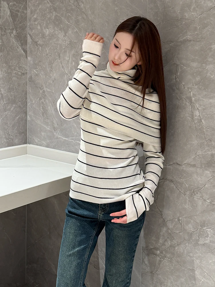 

SANIBA Loose Long Sve T-irt Korean Sle round Ne Inner Wear Base irt Striped Pattern Autumn New Arrival Women's Top