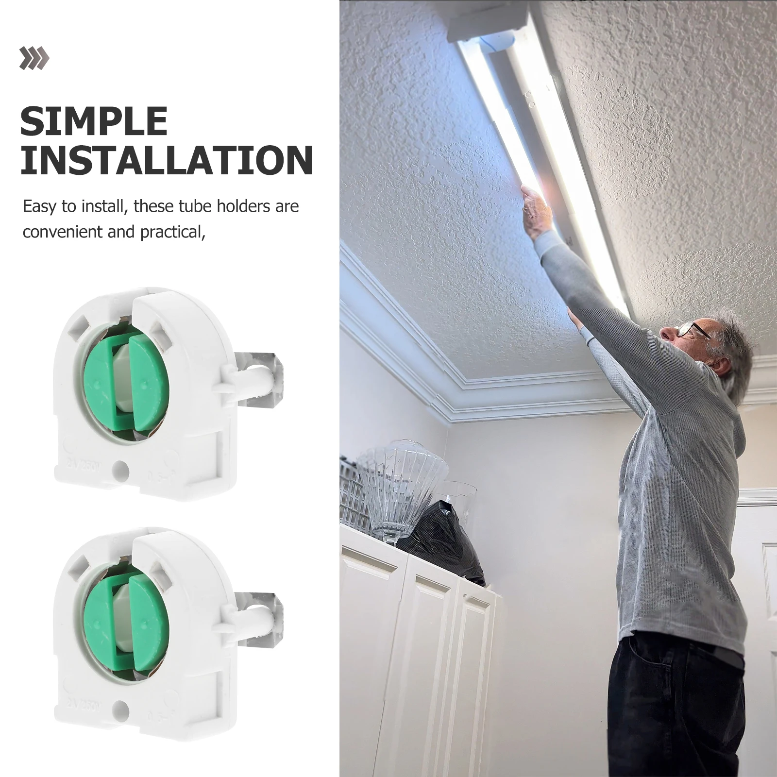 

20 шт., сменный держатель лампы, держатель цоколя для люминесцентной трубки, прочный, простой в установке, многоразовый, для использования в помещении и на открытом воздухе, кронштейн для лампы