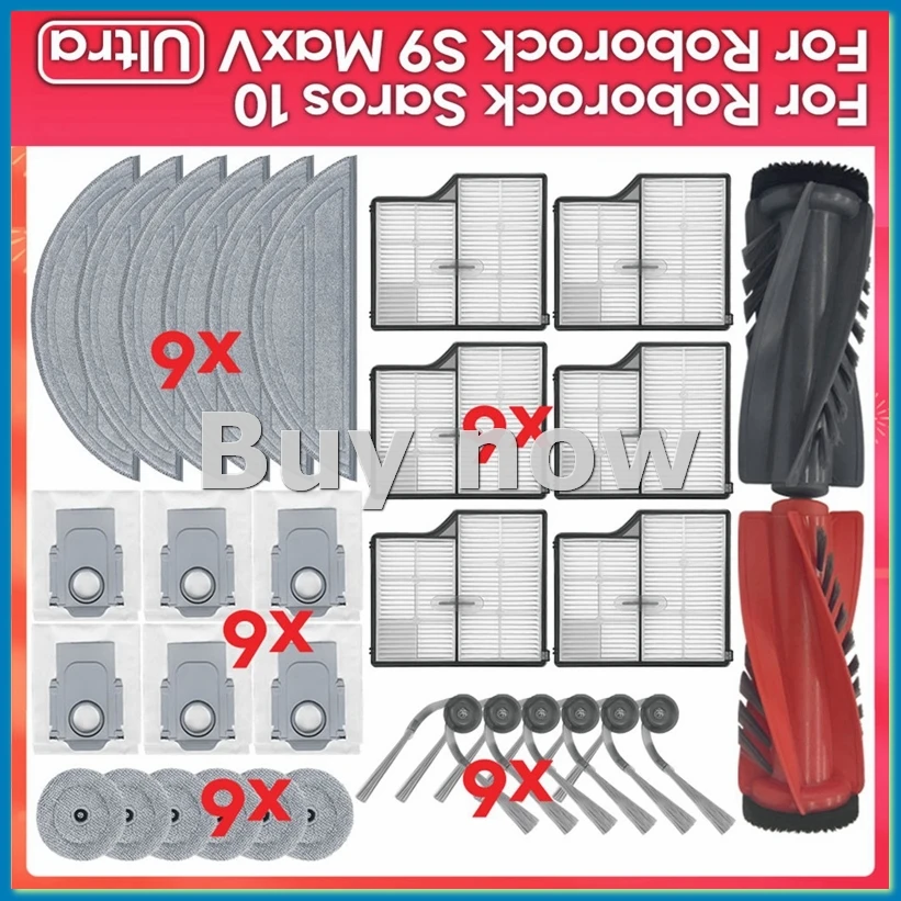 

For Saros 10 / S9 MaxV Ultra / S90ver / G30 / A1460RR Part Accessories Main Side Brush Filter Edgewise Mop Kit-A09G