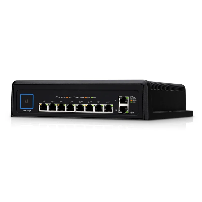 

UBIQUITI USW-Industrial 8-Port Industrial Layer 2 PoE Switch With A Silent, Fanless Cooling System 430W Total PoE Availability