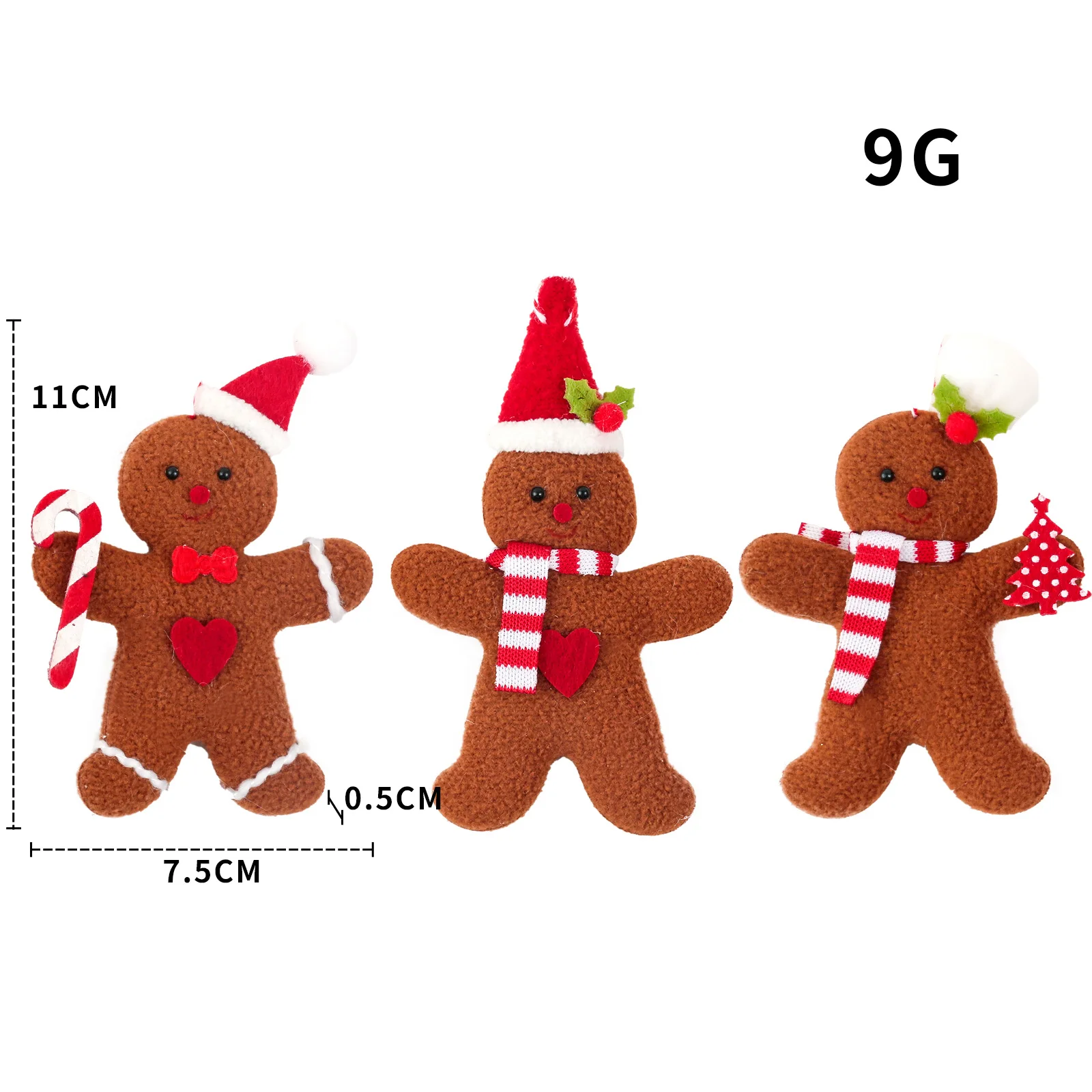 Christmas Decoration Gingerbread Man Doll, Xmas Tree Hanging Ornament, Garden Party, Home, New Year, Children Gifts, 3Pcs Set