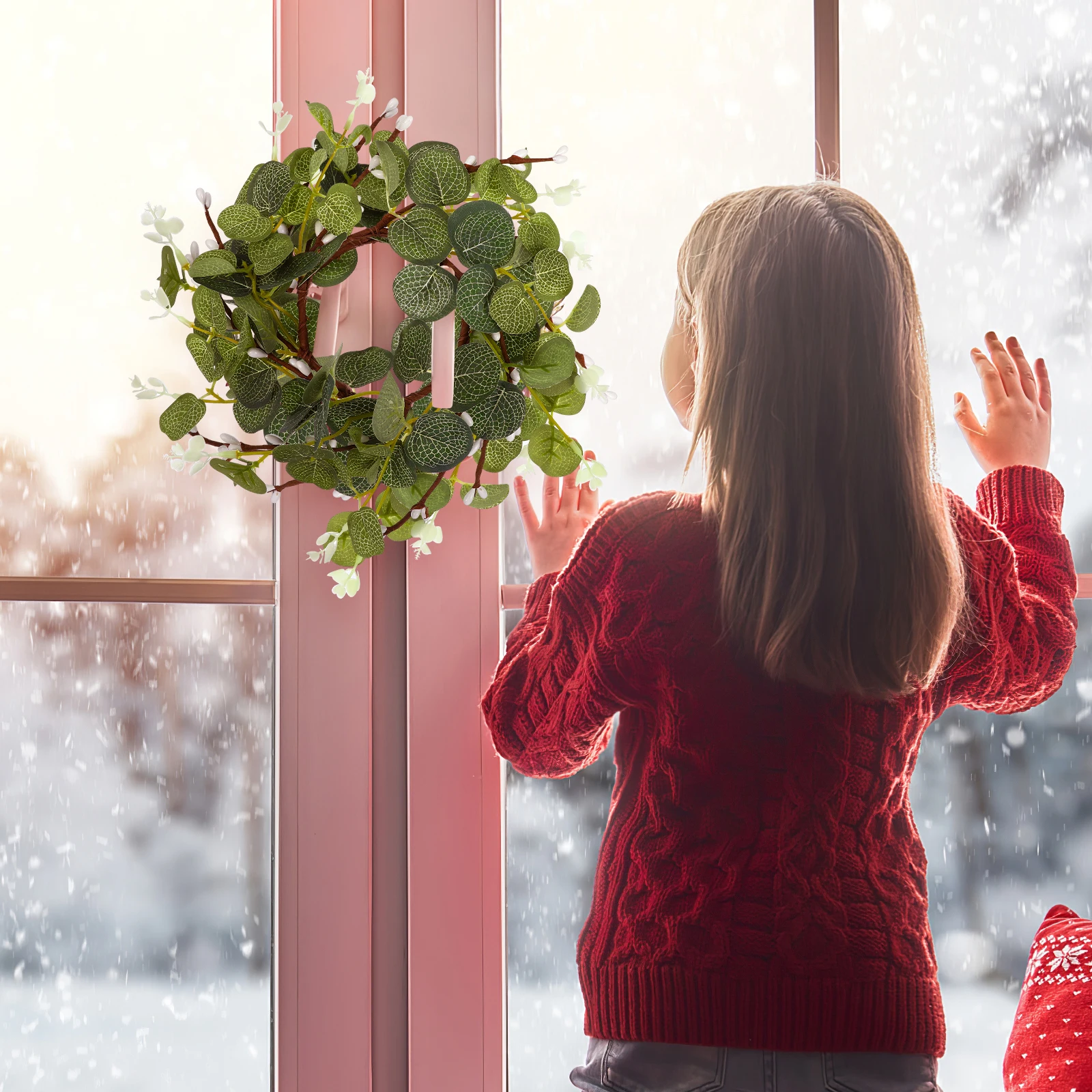 

2Pcs Artificial Eucalyptus Wreaths Garland Small Farmhouse Simulation for Indoor Outdoor Wall Door Decor