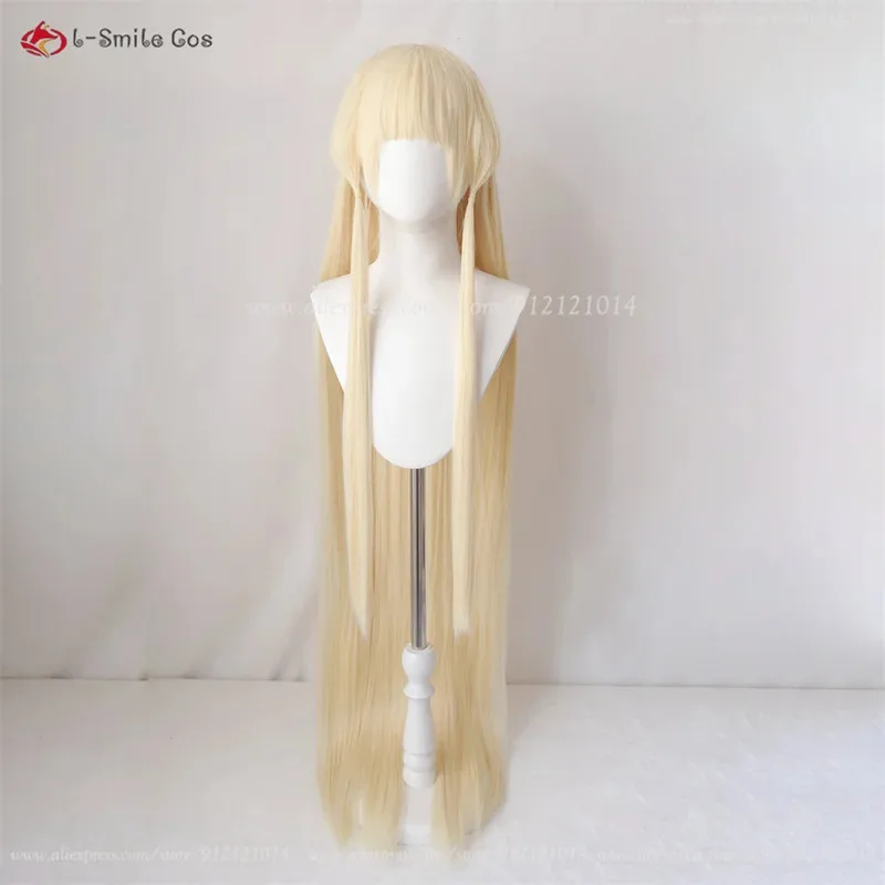 Peluca de Cosplay Chi de 130cm de alta calidad, pelucas largas doradas claras, peluca de Cosplay de Anime Chii para mujeres, pelo sintético resistente al calor