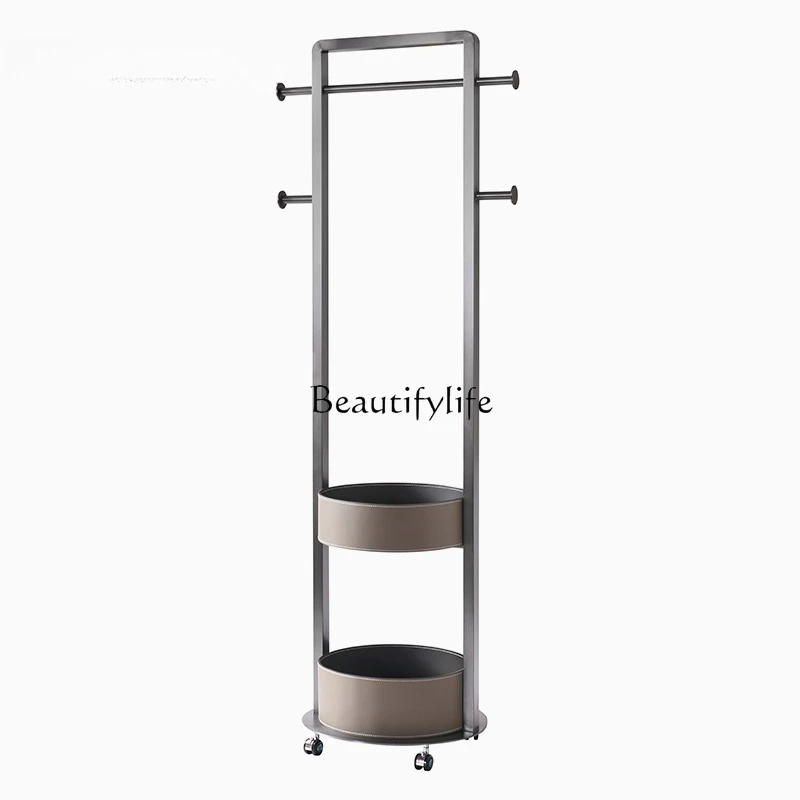 

Italian Style Coat Rack Floor-standing Bedroom Household Light Luxury Movable Stainless Steel Clothes Rack Solid Wood