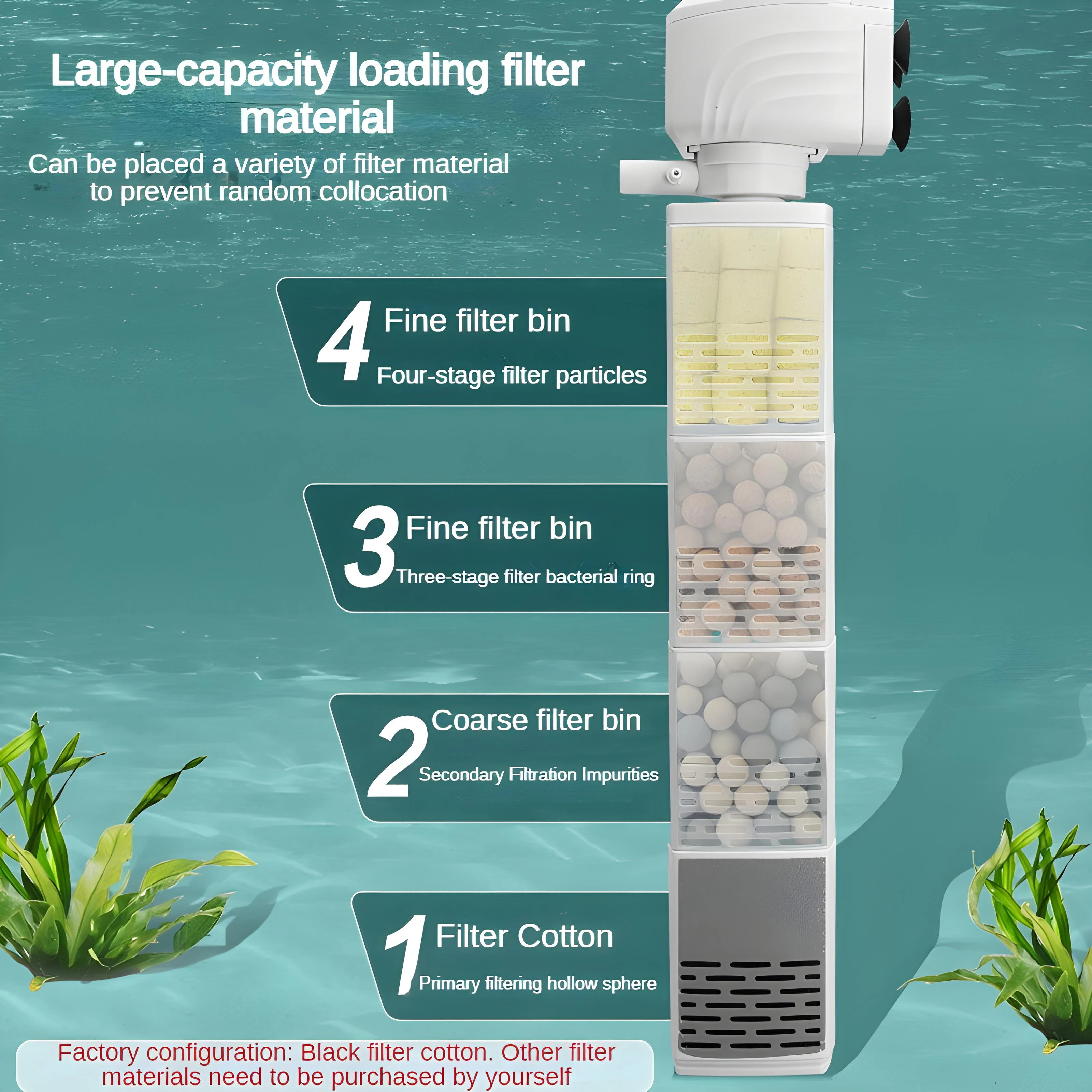 Fish tank filter six in one filter pump circulation system, small water purification oxygen pump with built-in aquarium