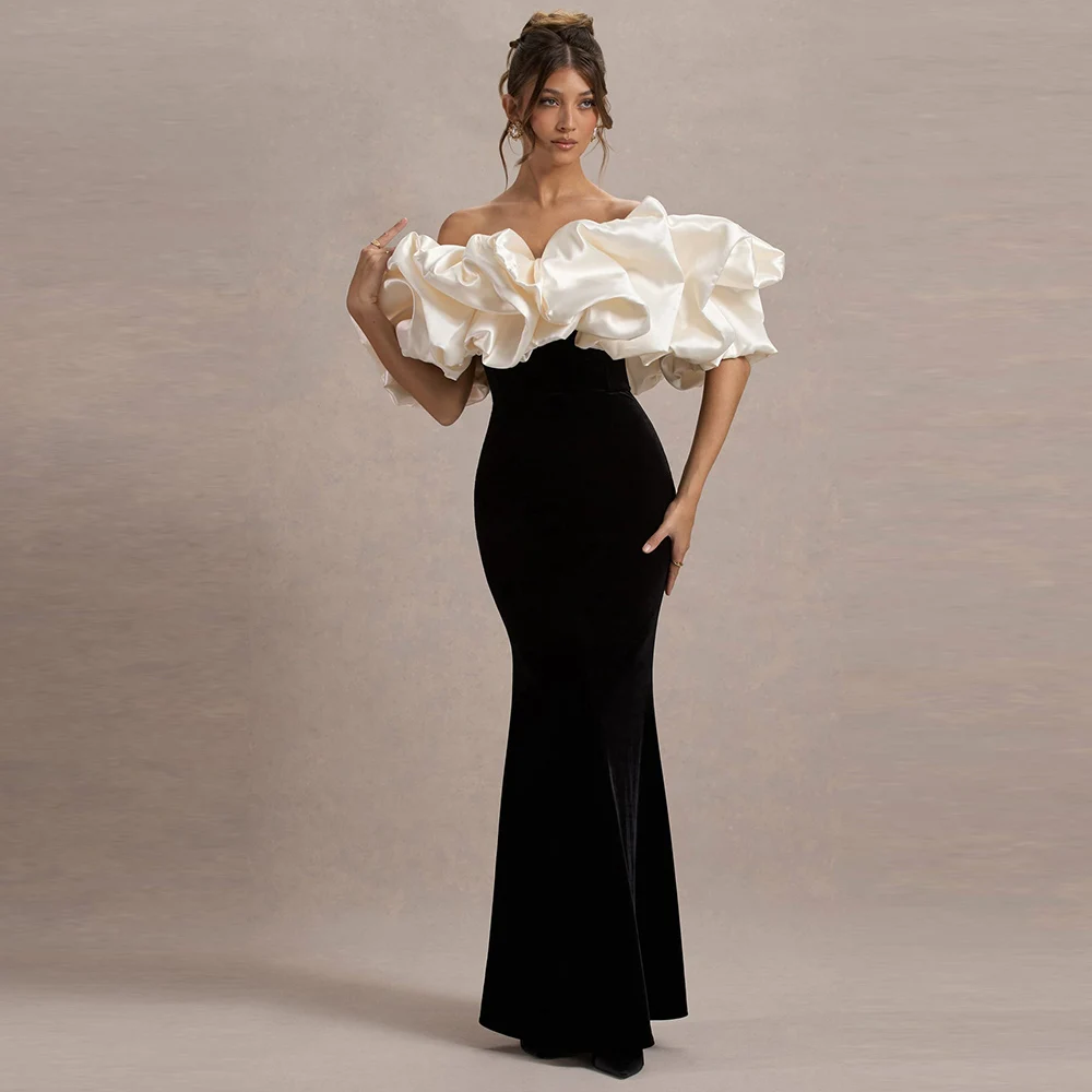 

Serendipity Velvet Evening Dresses Off Shoulder Bodycon Vestidos De Fiesta Floor-Length Formal Cocktail Prom Gowns For Women