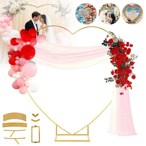 Arche de mariage en forme de cœur 2m x 2m, support de toile de fond romantique en métal pour cérémonie de mariage, demande en mariage, anniversaire, décoration de fête